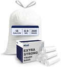 Plasticplace 13 Gallon Trash Bags │ 0.9 Mil │ White Tall Garbage Can Liners │ 24" x 27" (200 Count) by Plasticplace