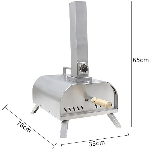 Outdoor Wood Pellet Pizza Oven, Pizza Maker with Rotating Pizza Stone, Built-in Thermometer, Foldable Legs, and Removable Chimney for Backyard, Camping, and BBQ (11" Stainless Steel Pellet Pizza Oven) - Image 2