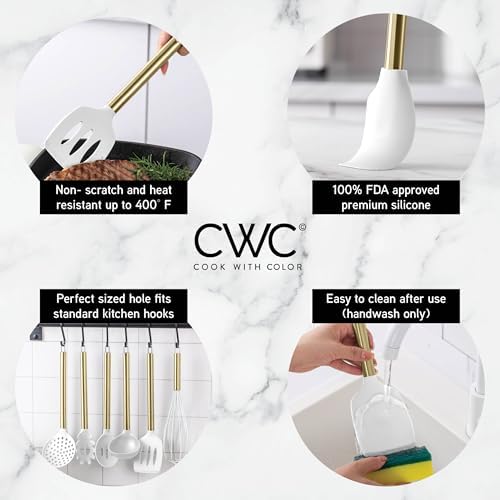 COOK WITH COLOR Silicone Cooking Utensils, Kitchen Utensil Set, Easy to Clean Silicone Kitchen Utensils, Cooking Utensils for Nonstick Cookware, Kitchen Gadgets Set with Holder, 11 Pieces - Image 7