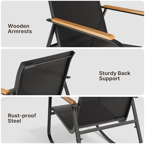 Ahomly 4-Piece Patio Furniture Set, Textilene Conversation Set, Black - Image 5
