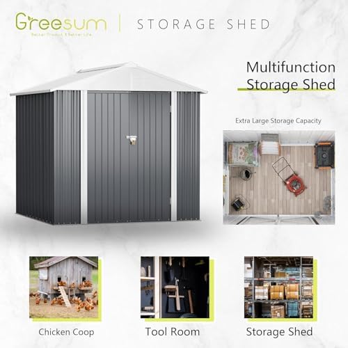 Greesum 6x4FT Outdoor Storage Shed, Gray - Image 5