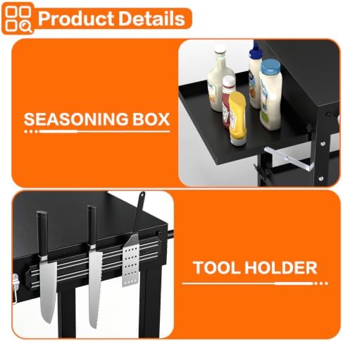 COZEER Portable Grill Table for Blackstone Griddle, Grill Cart with Caddy - Image 5