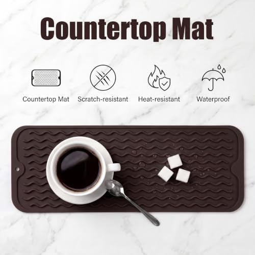 MicoYang Silicone Dish Drying Mat for Multiple Usage,Easy clean,Eco-friendly,Heat-resistant Silicone Mat for Kitchen Counter,Sink,Bar,Bottle,or Cup Coffee M 17 inches x 6 inches - Image 3