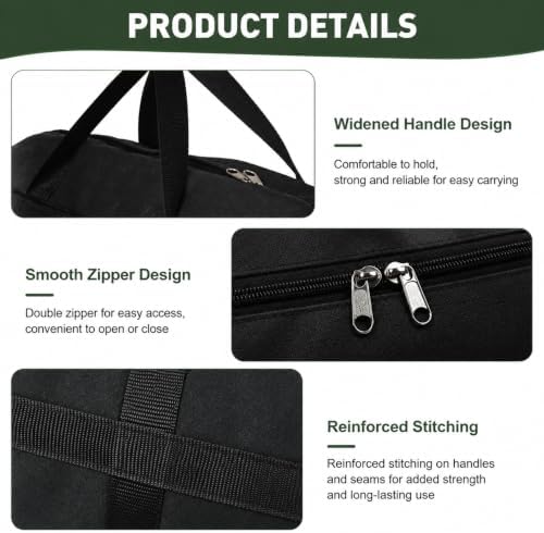 24 Inch Large Capacity Grill Tool Storage Bag, BBQ Tool Organizer with Zipper and Handle, Outdoor Cooking Utensil Storage Case for Camping, Hiking, Black - Image 3