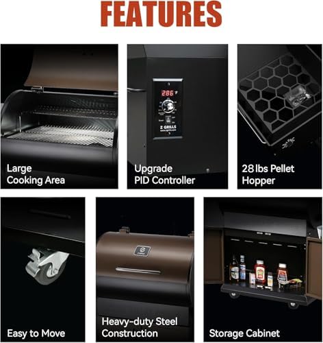Z GRILLS 2026 Upgrade Wood Pellet Grill Smoker with PID Control, Built-in Storage Cabinet, Rain Cover, 700 sq. in Cooking Area for Outdoor BBQ, Smoke, Bake and Roast - Image 4
