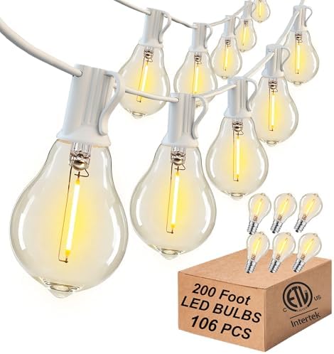 Outdoor String Patio Lights White 200FT Waterproof Lights for Wedding Party by Lifeisgood