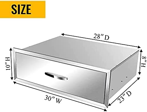 AHLOKI Stainless Steel with Chrome Handle BBQ Island Drawers for Outdoor Kitchen Or Grill Station,30Wx23Dx10H - Image 2