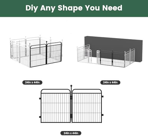Gardner Pet Dog Playpens, 24" H 2 Add-on Panels for Small/Medium Dogs, Foldable Pet Play Yard Gate Extensions, Pet Playpen, Anti-Rust, Quick Install, Black - Image 3