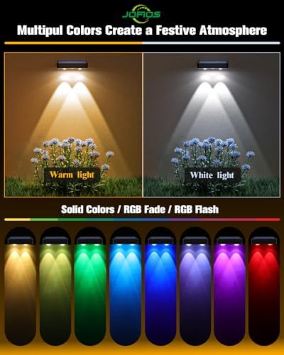 JOFIOS Solar Fence Lights 16 Pack, 50 Lumens Outdoor Solar Lights with 12 Modes RGB Color Glow LED，Waterproof, Solar Lights for Patio, Backyard, Deck, Fence, Railing - Image 4