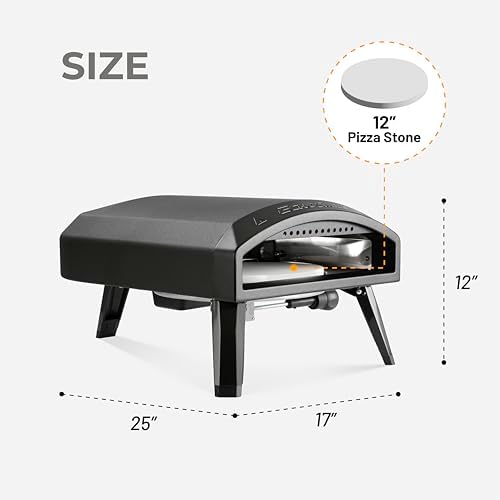 EchoSmile 12'' Gas Outdoor Pizza Oven, Propane Pizza Cooker 950°F, Black - Image 2