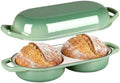 EDGING CASTING Enameled Cast Iron Double Bread Dutch Oven, Sage Green by EDGINGCOOKWARE
