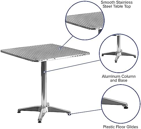 Flash Furniture 27.5 in Aluminum Indoor/Outdoor Square Table with Base - Image 5