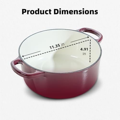7 QT Merlot Enameled Cast Iron Dutch Oven with Lid - Image 4