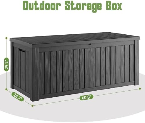 Outdoor Storage Waterproof Deck Box for Patio (220 Gallon, Black) - Image 2