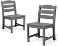 SERWALL Patio HDPE Armless Dining Chairs Set of 2, Grey by SERWALL