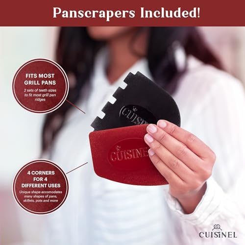 Cuisinel Cast Iron Griddle/Grill + Burger Press + Pan Scrapers - Reversible Pre-Seasoned 16.75" X 9.5"-inch Dual Handle Flat Skillet and Griller Pan + Cleaning Accessories - Indoor/Outdoor Stove Safe - Image 5
