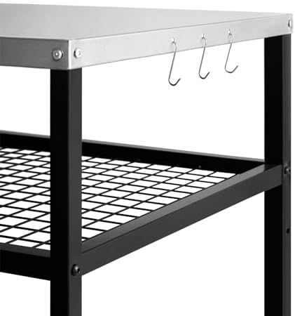 Stainless Steel Grill Cart with Cover Pizza Oven Stand with Water-proof Cover Trolley Table with Wheels Three-Shelf Movable Food Prep and Work Table Heavy Duty Grill Cart Outdoor 31.5"×24"×35.5" - Image 5