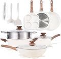Simple Deluxe 17Pcs Ceramic Cookware Set, Nonstick & Non-Toxic Healthy Pots and Pans, Heat-Resistant Handles, Induction Cookware Sets with Frying Pans, Beige by SimpleDeluxe