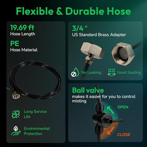 Tornado 20’’ Misting Kit for Cooling Outdoor, Portable Fan Misters for Outside Patio Fan, Water Mister system for Party/Porch/Garden, 19.6FT Misting Line, 8 Brass Mist Nozzles, Outdoor Fan’s Accessory - Image 4