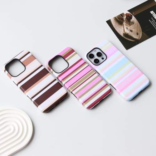 for iPhone 16 Pro Max Case, Magnetic Matte Frosted Dual-Layer Striped Phone Case for Women, Retro Aesthetic Cover Compatible with Mag Safe Accessories - Berry Sage - Image 6