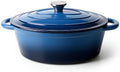 Oval Dutch Oven for Bread Baking, 4.5 Quart Non Stick Enameled Cast Iron Dutch Oven Pot with Lid, Oven Safe Oval Casserole with Lid up to 500°F for Baking, Braising, Stews, Roasting (Blue) by Kerilyn