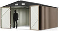 Greesum 10 x 10 FT Metal Outdoor Storage Shed, Brown by BuynowfromGreesum
