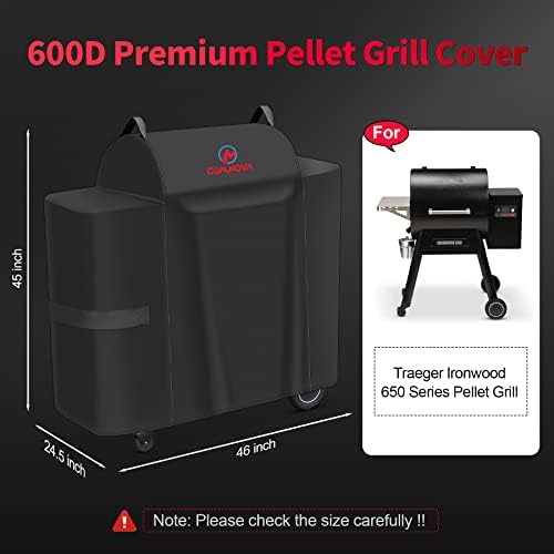 Comnova Grill Cover for Traeger Ironwood 650-600D Wood Pellet Smoker Cover for Traeger Waterproof & Heavy Duty, Premium Pellet BBQ Cover Accessory for Treager Ironwood 650 Grills - Image 2