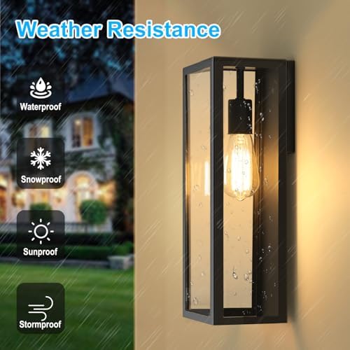 VerRon 16” Exterior Waterproof Outdoor Lights with Glass Shades, 2-Pack - Image 2