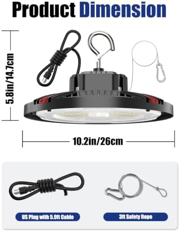 160W UFO LED High Bay Light, 24,000LM, 5000K Daylight, 6-Pack - Image 3