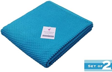 COTTON CRAFT Pool Lounge Chair Cover - 2 Pack Euro Spa Waffle Weave - Aqua - Image 2