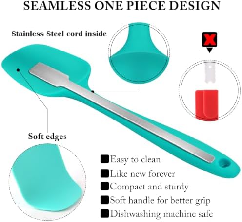 HOTEC 600℉ Heat Resistant Silicone Rubber Spatula Set,Multicolor, Set of 5 - Image 6