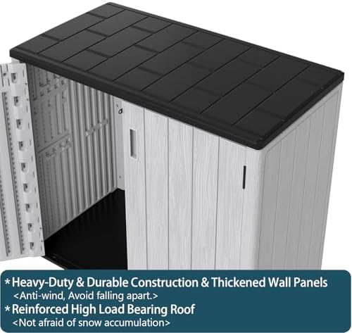 HOMSPARK Outdoor Storage Shed 37 Cu.Ft, All-Weather Resistant Resin Garden Sheds & Outdoor Storage Clearance with Floor, Double-Layer Plastic Tool Sheds for Patio, Garden & Lawn (Light Gray) - Image 6