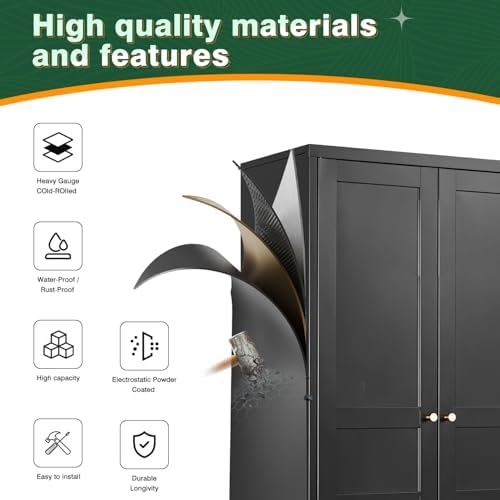 Letaya Metal Pantry Storage Cabinet with Door and Adjustable Shelves,Black - Image 5