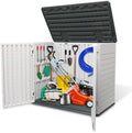 AJP Distributors 4ft x 2.5ft 35 cuft Outdoor Storage Shed, Waterproof Resin Horizontal Storage Box w/Lid & Lockable Doors for Backyard Garden Patio Pool - Bike Cushion Garbage Can Tools Lawn Mower by AJPDistributors