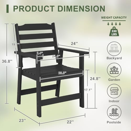 FUNBERRY Outdoor Dining Chairs Set of 4, HDPE Patio Chairs for Outside - Image 6