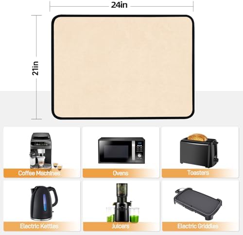 Heat Resistant Mats for Air Fryer on Countertop, 24 x 21in, Khaki - Image 4