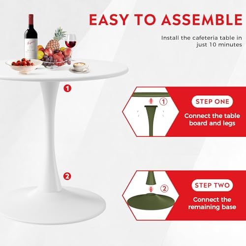 Costaelm Round Outdoor Dining Table, Patio Side Table, Weather Resistant PP Backyard Table for Poolside Deck Porch Lawn Garden, White - Image 4