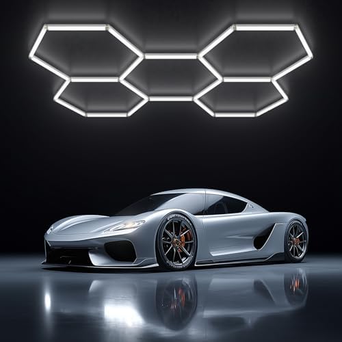 Hexagon Garage Lights LED Garage Light - Easy Install 156W 6500K Super Bright Honeycomb Light for Workshop Warehouse Car Detailing Shop Exhibition Hall Gym (5 Pack) by xlitall