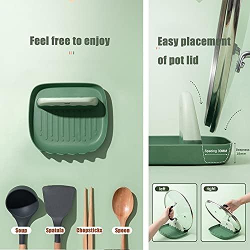 2-Pack Spoon Rest with Lid Holder for Kitchen Countertop (Green) - Image 4