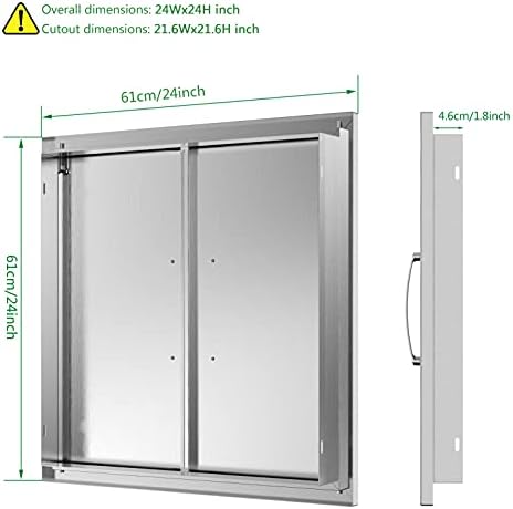 Outdoor Kitchen Doors 24W x 24H Inch, Double BBQ Access Doors 304 Stainless Steel for Outdoor Kitchen Cabinet Grill Station or BBQ Island - Image 2