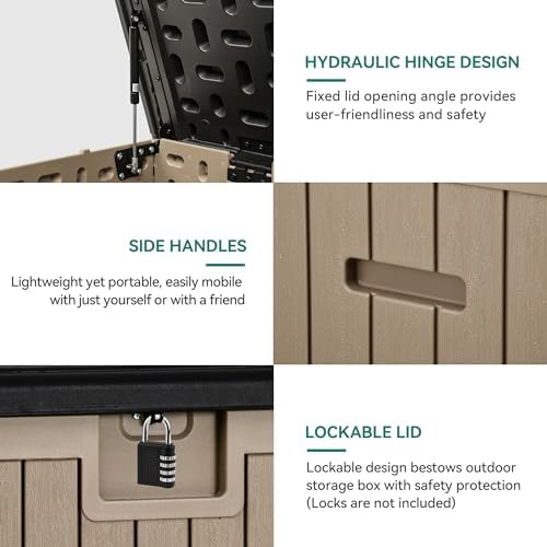 YITAHOME 260 Gallon Large Deck Box with Divider & Side Handles - Image 3
