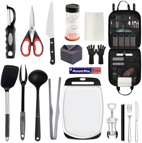 Large Camp Kitchen Organizer, High Capacity Camping Cooking Utensils Bag, with Paper Towel Holder, Multi-pocket Waterproof Camping Utensils Holder for BBQ Outdoor Cooking Essentials - Image 3