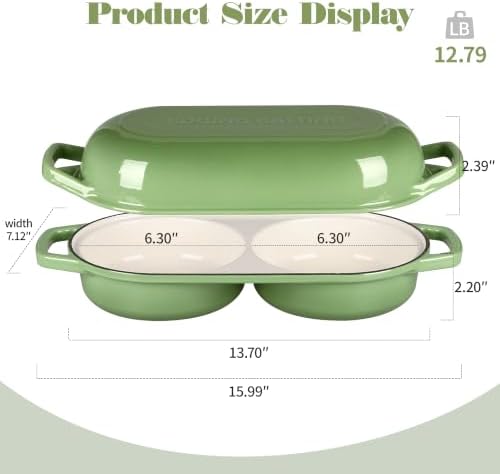 EDGING CASTING Enameled Cast Iron Double Bread Dutch Oven, Pistachio Green - Image 2