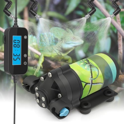 Reptile Misting System with Timer, 6 Nozzles, Self-Priming Pump, Fine Mist by RUNWUSHENG