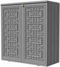 KINYING Outdoor Storage Cabinet Waterproof, Resin 62 Gallon Deck Box for Patio Furniture Cushions, Garden Tools, Pool Tools and Kids’ Toys (Grey with 1 Shelving) by KINYING