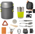 Camping Cookware Mess Kit, 16 pcs Backpacking Cooking Set, Lightweight Camping Pots and Stove Set for 1-2 Person, Outdoor Cooking Gear Ideal for Camping, Hiking, Backpacking and Picnic by Unknown