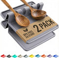 2 Pack Grey Silicone Spoon Rest for Stove Top Kitchen Spoon Holder Set by CoolerKitchen