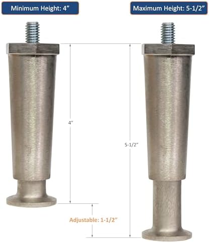 GSW FT-ZN4N 4 Pcs Adjustable Nickel Plated Appliance Leg 4" High Flanged Foot for Restaurant Equipment, Countertop Beverage Appliance - Image 3