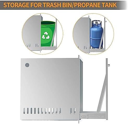 Pull Out Trash Drawer, Lower Sliding Rails Stainless Steel Roll Out Trash Bin Pull Out Tray With Handle For Outdoor Kitchen BBQ Island Grill Station,Trash Drawer - Image 4