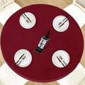 LUSHVIDA Round Tablecloth, Fitted Table Cloth for 45"-56" Tables, Burgundy by LUSHVIDA